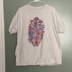 Graphic Tee with Colorful Mushroom Design